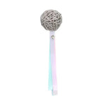 Interactive Ribbon Rattan Ball Cat Toy with Bell - GreenFur