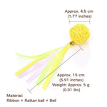 Interactive Ribbon Rattan Ball Cat Toy with Bell - GreenFur