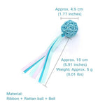 Interactive Ribbon Rattan Ball Cat Toy with Bell - GreenFur