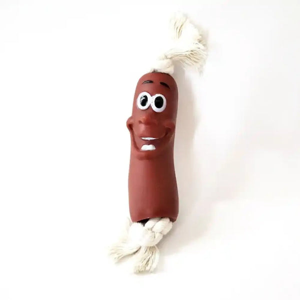 Interactive Sausage Dog Chew Toy Durable PVC Pet Toy For Teeth Cleaning - GreenFur