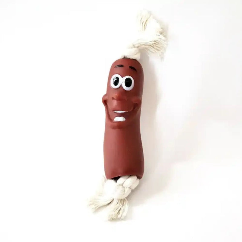 Interactive Sausage Dog Chew Toy Durable PVC Pet Toy For Teeth Cleaning - GreenFur
