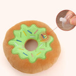 Interactive Squeaker Donut Shape Plush Pet Dog Bite Toy - GreenFur