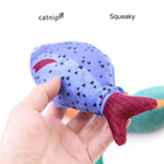 Interactive Squeaky Catnip Fish Shape Plush Cat Toy - GreenFur