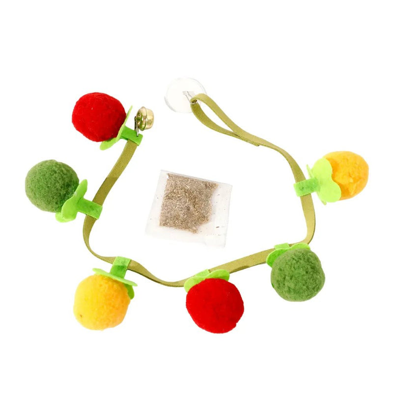 Interactive Squeaky Catnip Little Tomato Shape Plush Cat Toy - GreenFur