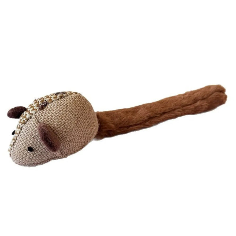 Interactive Squeaky Catnip Rat Shape Plush Cat Toy - GreenFur