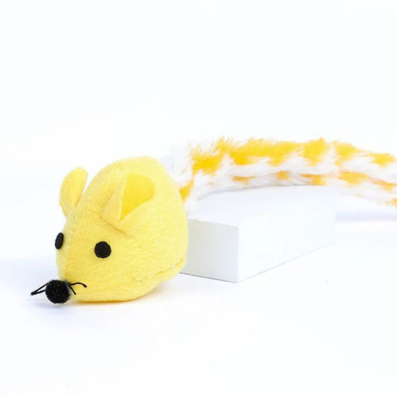 Interactive Squeaky Catnip Rat Shape with Tall Plush Cat Toy - GreenFur