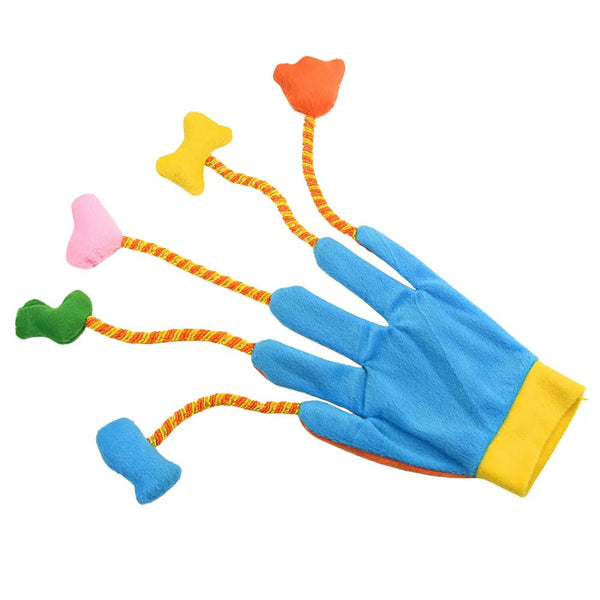 Interactive Squeaky Durable Fluffy Magic Cat Teaser Gloves - GreenFur