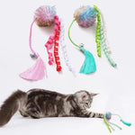Interactive Tassel Glitter Ball Cat Toy with Bell - GreenFur