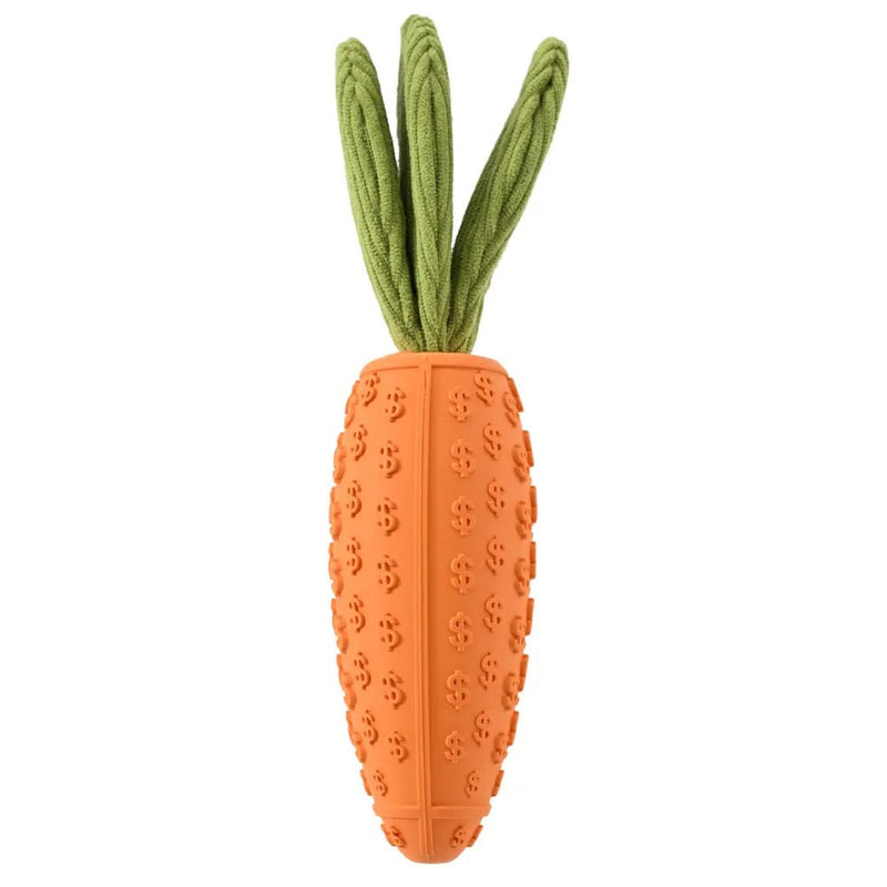 Interactive Teeth - Cleaning Carrot Rubber Squeaky Dog Toy - GreenFur