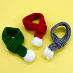 Knitted Christmas Scarf with White Pom - Poms for Pets - GreenFur