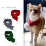 Knitted Christmas Scarf with White Pom - Poms for Pets - GreenFur