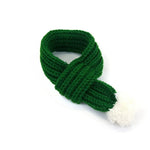 Knitted Christmas Scarf with White Pom - Poms for Pets - GreenFur