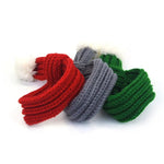 Knitted Christmas Scarf with White Pom - Poms for Pets - GreenFur