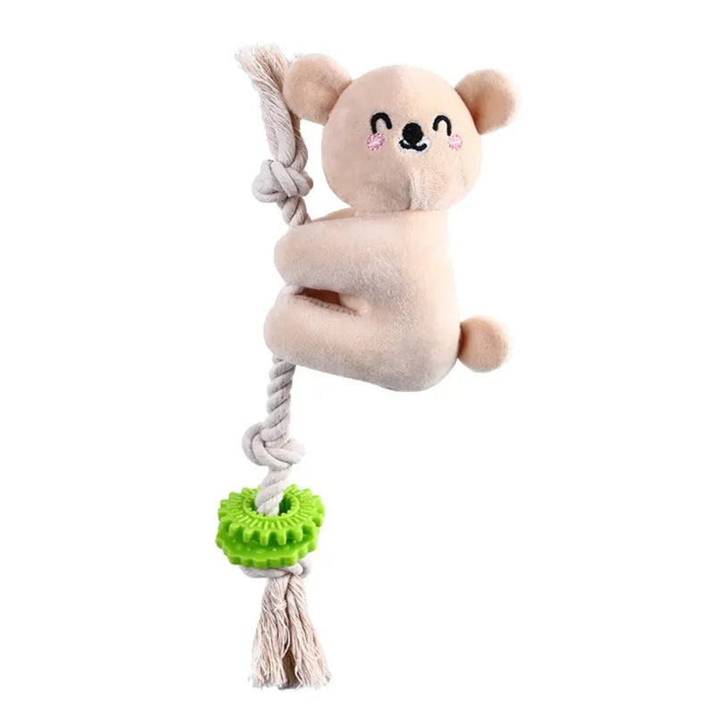 Koala Shaped Short Plush Pet Toy with Squeaker - GreenFur