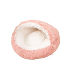 L Size Donut - Shaped Covered Cat Bed with Plush Lining Fluffy Pet Bed - GreenFur