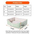 L Size Green Easy Clean Embossed PU Leather Fabric Square Pet Bed - GreenFur
