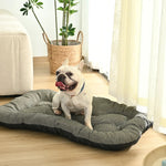 L Size Linen - like Fabric Soft Thickened Dog Pet Cushion Bed - GreenFur