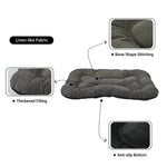 L Size Linen - like Fabric Soft Thickened Dog Pet Cushion Bed - GreenFur