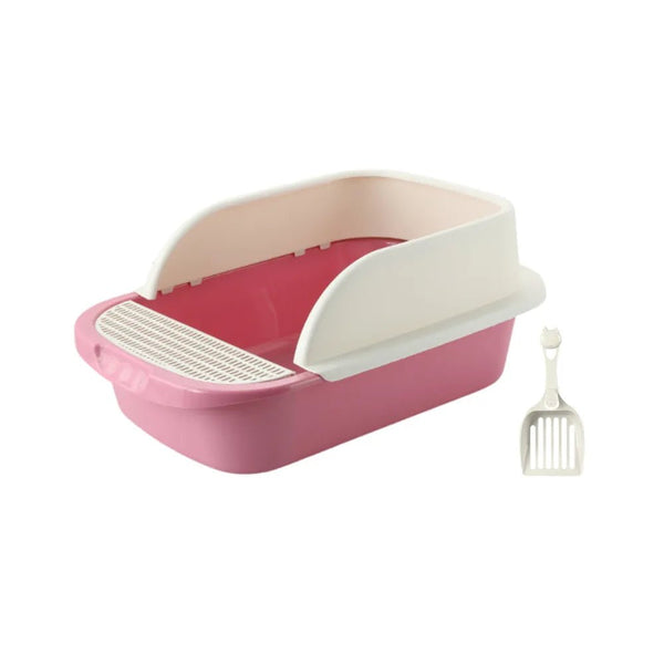 L Size Open Top Cat Litter Box High Side Cat Sand Box with Litter Scoop - GreenFur