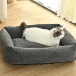 L Size Rectangle Circle Pile Fabric Pet Dog Sofa Bed - GreenFur