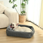 L Size Rectangle Circle Pile Fabric Pet Dog Sofa Bed - GreenFur