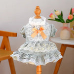 Lace Tulle Dress Flower Bowknot Dress for Dogs - GreenFur