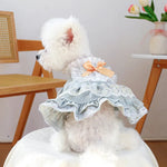 Lace Tulle Dress Flower Bowknot Dress for Dogs - GreenFur