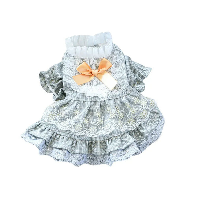 Lace Tulle Dress Flower Bowknot Dress for Dogs - GreenFur