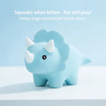 Latex Blue Dinosaur Design Squeaky Chew Toy for Dogs - GreenFur