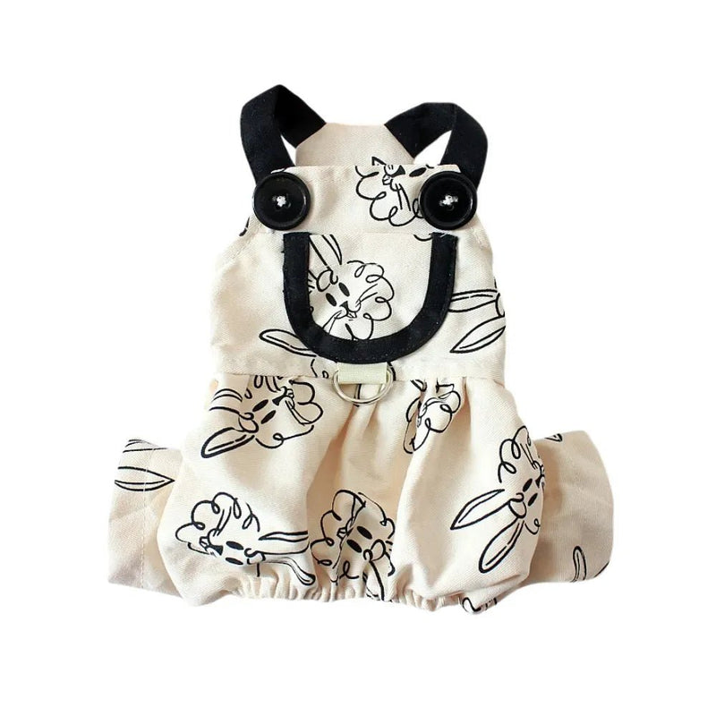 Lightweight Rabbit Print Casual Overalls for Dogs and Cats - GreenFur