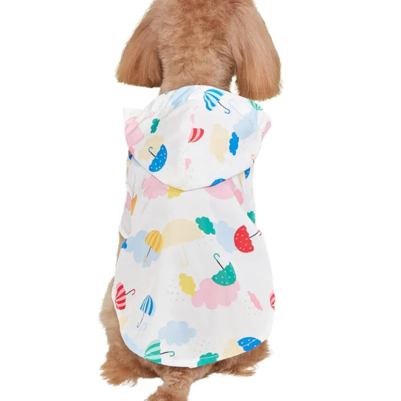 Lightweight Snap Button Cartoon Umbrella Pattern Dog Raincoat - GreenFur