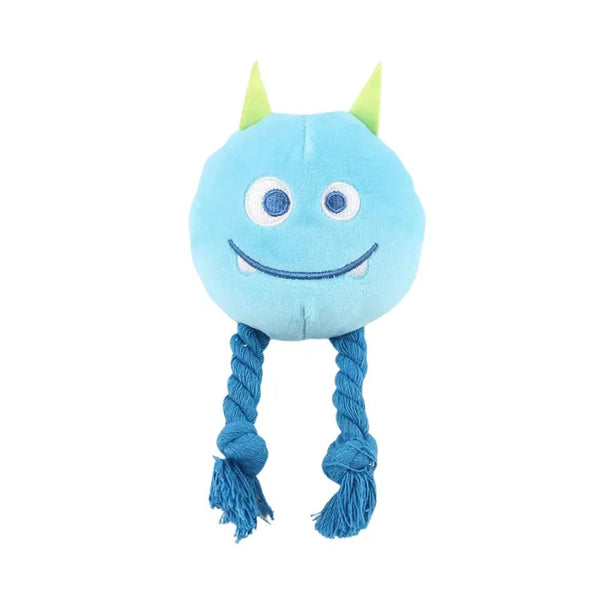 Little Monster PP Stuffed Dog Plush Squeaky Rope Toy - GreenFur
