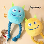 Little Monster PP Stuffed Dog Plush Squeaky Rope Toy - GreenFur
