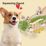 Lizard - shaped Plush Cotton Rope Squeaky Dog Toy - GreenFur