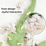 Lizard - shaped Plush Cotton Rope Squeaky Dog Toy - GreenFur