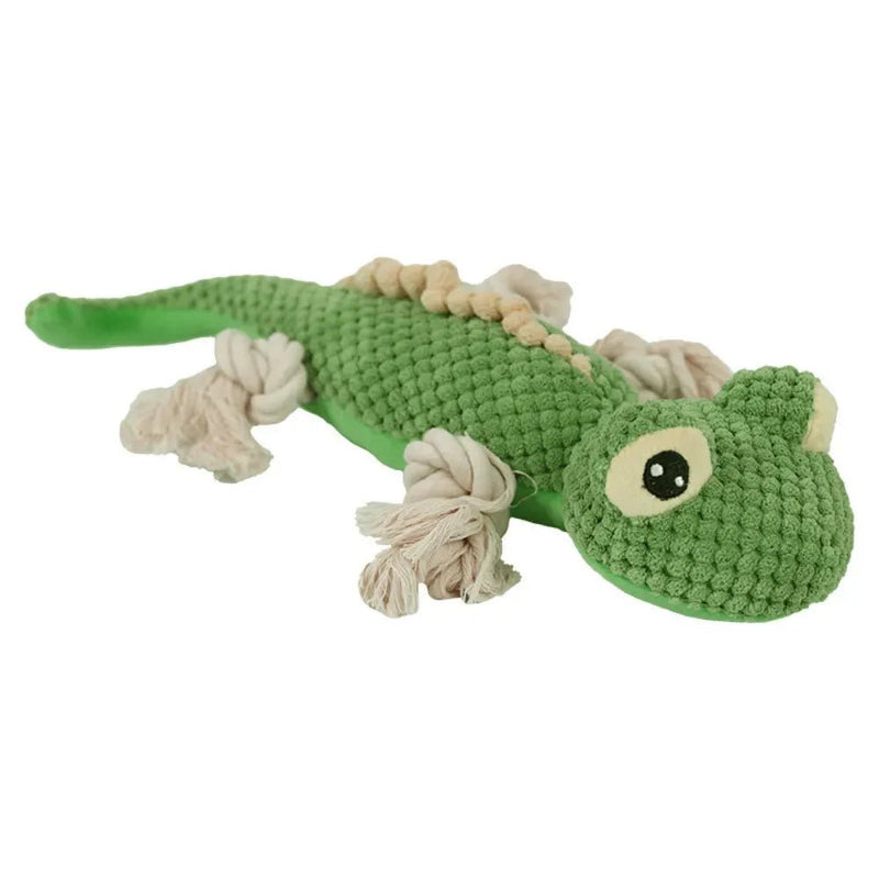 Lizard - shaped Plush Cotton Rope Squeaky Dog Toy - GreenFur