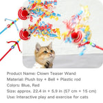Long Handle Colorful Jester Design Cat Teaser Wand - GreenFur