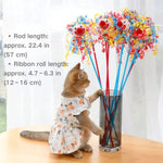 Long Handle Colorful Jester Design Cat Teaser Wand - GreenFur