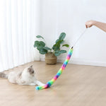 Long - Handled Colorful Plush Snake Cat Teaser Wand - GreenFur
