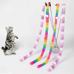 Long - Handled Colorful Plush Snake Cat Teaser Wand - GreenFur