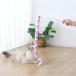 Long - Handled Colorful Plush Snake Cat Teaser Wand - GreenFur