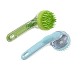 Long - handled Silicone Shampoo Dispenser Pet Bath Brush - GreenFur