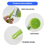 Long - handled Silicone Shampoo Dispenser Pet Bath Brush - GreenFur