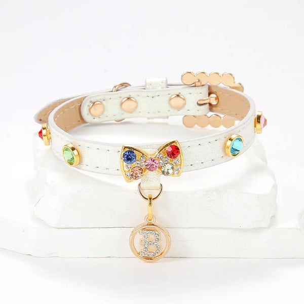 Luxury Rhinestone Cat Collar with Bow Charm – Adjustable Glitter Pet Necklace - GreenFur