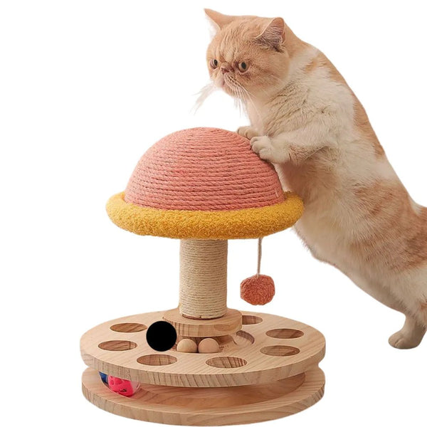 M Size 2 In 1 Small Cat Scratching Post with Cat Track Balls - GreenFur