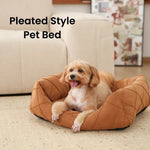 M Size Burnt Orange Pleated Style Soft and Cozy Pet Sofa Bed - GreenFur