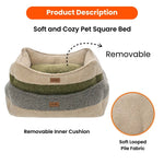 M Size Color - Block Removable Soft Looped Pile Fabric Pet Bed - GreenFur