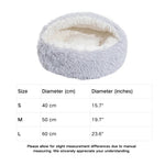 M Size Donut - Shaped Covered Cat Bed with Plush Lining Fluffy Pet Bed - GreenFur