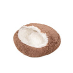 M Size Donut - Shaped Covered Cat Bed with Plush Lining Fluffy Pet Bed - GreenFur
