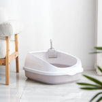 M Size High Side Cat Litter Box Open Top Kitten Litter Box with Scoop - GreenFur